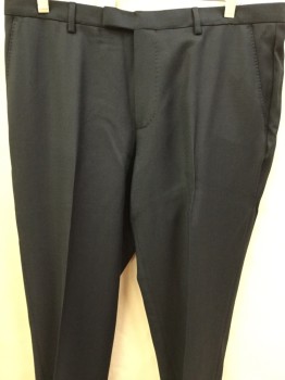 Mens, Suit, Pants, HUGO BOSS, Navy Blue, Black, Wool, Solid, 34/33, Button Tab, Button Tab, Top Stitch, 4 Pockets,