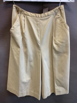 Womens, Shorts, CENTURY, Sand, Polyester, Rayon, Solid, W25, Culottes, Sailor Front with 2 Buttons, 2 Pockets, Pleats,