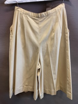 Womens, Shorts, CENTURY, Sand, Polyester, Rayon, Solid, W25, Culottes, Sailor Front with 2 Buttons, 2 Pockets, Pleats,
