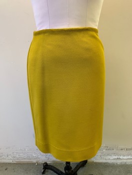 Womens, 1960s Vintage, Suit, Skirt, N/L, Mustard Yellow, Polyester, Solid, H:40, W30-32, Pencil Skirt, Knit, Elastic Waist, Knee Length, Late 1960's