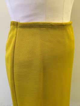 Womens, 1960s Vintage, Suit, Skirt, N/L, Mustard Yellow, Polyester, Solid, H:40, W30-32, Pencil Skirt, Knit, Elastic Waist, Knee Length, Late 1960's