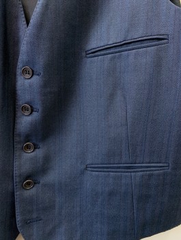 Malibu, Blue-Gray, Wool, Herringbone, 5 Button, 4 Pocket