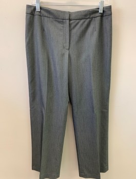 LE SUIT , Charcoal Gray, Polyester, Viscose, Solid, F.F, Small Seams, Button Tab