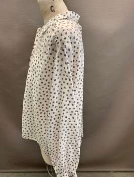 CAPE COD MATCH MATES, White, Black, Polyester, L/S Button Down Blouse  with Self Fabric Tie Attached