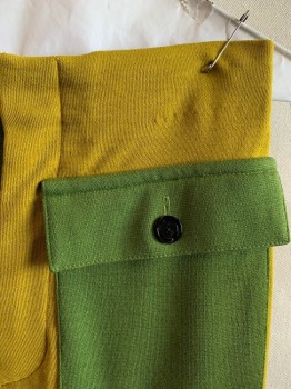 MUTO LITTLE, Lime Green, Mustard Yellow, Polyester, Color Blocking, 2 Flap Pockets, Zip Fly, MULTIPLES