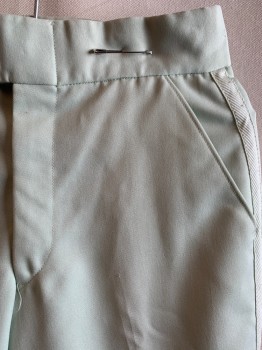 Mens, Formal Pants, WEPMAN'S, Sea Foam Green, Polyester, Solid, 28/29, F.F, 4 Pockets, Trim on Side Seam,