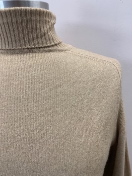 Mens, Sweater, CLUB ROOM, Tan Brown, Cashmere, Solid, C42, L, Turtleneck,