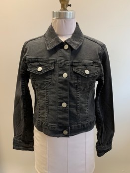 Childrens, Jacket, JOE'S, Dk Gray, Cotton, Polyester, Solid, 8/10, C.A., Bttn. Front, 2 Pckts, Aged/Distressed,