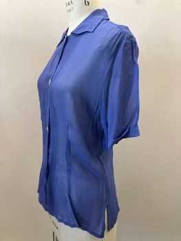 Womens, Shirt, N/L, B: 38, Periwinkle Blue, Solid, C.A., B.F., S/S, Sheer