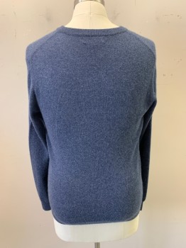 Mens, Pullover Sweater, BLOOMINGDALES, French Blue, Cashmere, M, V-neck, Long Sleeves