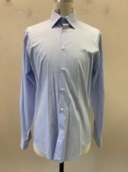 Mens, Casual Shirt, Bloomingdales, Baby Blue, Cotton, Solid, 34-35, 15.5, L/S, Button Front, Collar Attached,