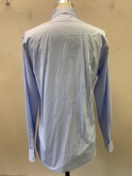 Mens, Casual Shirt, Bloomingdales, Baby Blue, Cotton, Solid, 34-35, 15.5, L/S, Button Front, Collar Attached,