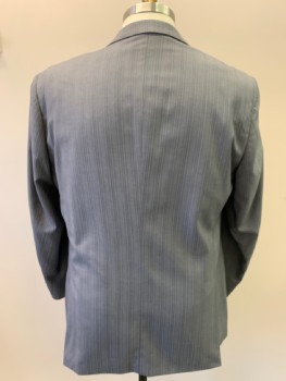 GIORGIO FIORELLI, Lt Gray, Gray, Wool, Stripes, 2 Buttons, Notched Lapel, 3 Pockets, Multiples