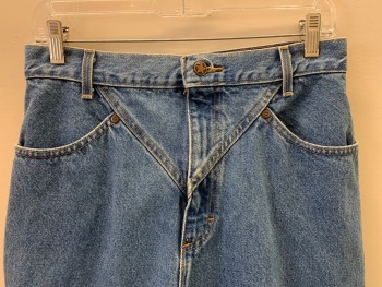 Womens, Jeans, NO LABEL, Denim Blue, Cotton, Solid, W 30, F.F, High Waisted, Top Pockets, Zip Front, Belt Loops,