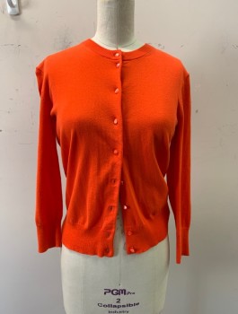 Womens, Cardigan Sweater, J. CREW, Orange, Cotton, Nylon, Solid, XS, Round Neck, Button Front,