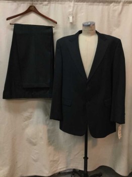 Mens, Suit, Jacket, JACK VICTOR, Charcoal Gray, Wool, Heathered, 50L, Heather Charcoal, Notched Lapel, 2 Buttons,  3 Faux Pockets