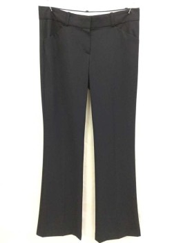 Womens, Slacks, THEORY, Black, Wool, Polyester, Solid, 4, Mid Rise, Zip Front, Flat Front, 4 Pockets, Little Stretch, Belt Loops,