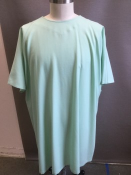 NL, Sea Foam Green, Polyester, Cotton, Solid, Crew Neck, Short Sleeves, Back Tie
