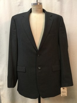 LAUREN, Heather Gray, Wool, Heathered, Heather Gray, Notched Lapel, Collar Attached, 2 Buttons,  3 Pockets,