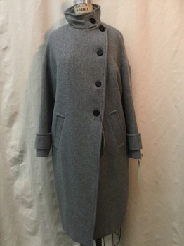 ZARA, Heather Gray, Synthetic, Heathered, Heather Gray, Button Front, Collar Stand, 2 Pockets,