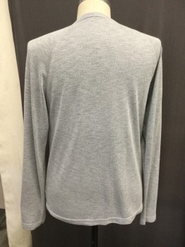 Mens, Casual Shirt, THEORY, Heather Gray, Modal, Polyester, Solid, M, Pull Over, Button Neck Crew Neck, Long Sleeves, Doubles,