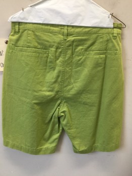 Mens, Shorts, MAX N CHESTER, Lt Green, Cotton, Solid, W 30, Flat Front, 4 Pockets,