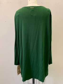 Womens, Top, MICHAEL KORS, Green, Polyester, Solid, XL, V-neck, Long Sleeves, Double Layered Front