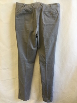 MADRAS, Gray, Cotton, Elastane, Solid, 1.5" Waistband with Belt Hoops, Flat Front, Zip Front, 5 Pockets