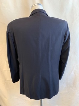 Mens, Sportcoat/Blazer, BROOKS BROTHERS, Black, Wool, Solid, 42R, Single Breasted, 2 Buttons, 3 Pockets, 4 Button Sleeves, Notched Lapel, Single Vent
