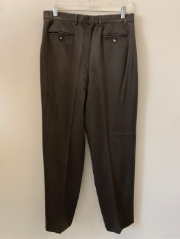 Womens, 1990s Vintage, Suit, Pants, YVES SAINT LAURENT, Forest Green, Wool, Elastane, Solid, W32, Pleated Front, Side And Back Pockets, Zip Front, Belt Loops,