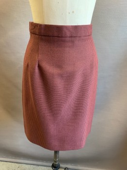 Womens, 1940s Vintage, Suit, Skirt, ZELDA, Mauve Pink, Black, Wool, Holiday, W: 24, Wide Waistband, Zip Back, Pleated Front