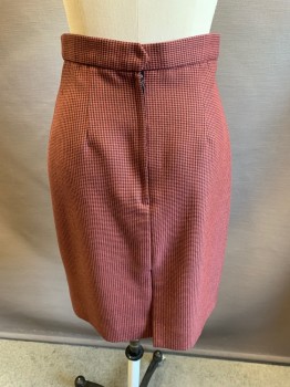 Womens, 1940s Vintage, Suit, Skirt, ZELDA, Mauve Pink, Black, Wool, Holiday, W: 24, Wide Waistband, Zip Back, Pleated Front