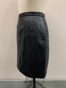 Womens, Skirt, CONCEPTS, Black, Leather, Nylon, Solid, H37.5, W26, F.F, Vertical Seams, Back Zipper