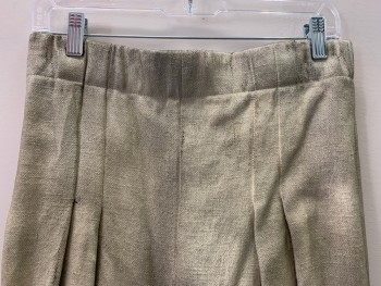 NO LABEL, Beige, Faded Black, Silver, Polyamide, Elastane, Solid, Elastic Waist Band, Pleated Front, 3 Bands On Bottom, Aged And Stains