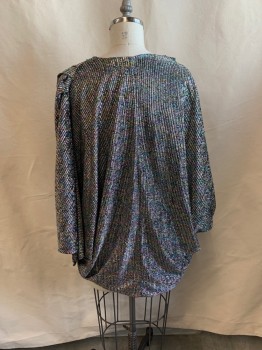 Womens, Jacket, N/L, Silver, Multi-color, Polyester, Stripes, O/S, Open Front, Pleated, Light Blue, Light Purple, Gold, Black
