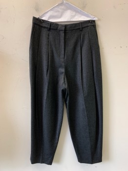 Womens, Slacks, THEORY, Charcoal Gray, Wool, Solid, 32, Pleated, Side Pockets, Zip Front, Belt Loops
