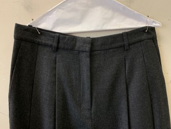 Womens, Slacks, THEORY, Charcoal Gray, Wool, Solid, 32, Pleated, Side Pockets, Zip Front, Belt Loops