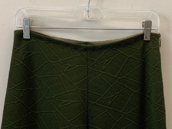 NO LABEL, Olive Green, Polyester, Cotton, Solid, F.F, Pleated Bottom Side With Copper Button, Side Zippers, Textured Fabric, Made To Order,