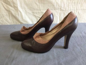 Womens, Shoes, LENORA, Maroon Red, Rose Pink, Leather, Suede, Color Blocking, 8.5, 3" High Heel