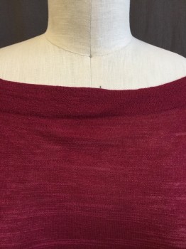 Womens, Pullover, NORDSTROM, Raspberry Pink, Wool, Viscose, Solid, XL, Wide Neck, 3/4 Sleeves