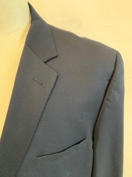 Mens, Sportcoat/Blazer, JOS A. BANKS, Black, Wool, Solid, 50XL, Single Breasted, Collar Attached, Notched Lapel, 2 Buttons,  3 Pockets
