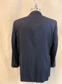 Mens, Sportcoat/Blazer, JOS A. BANKS, Black, Wool, Solid, 50XL, Single Breasted, Collar Attached, Notched Lapel, 2 Buttons,  3 Pockets