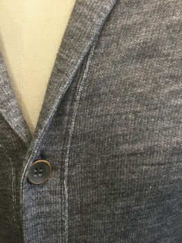 Mens, Cardigan Sweater, HUGO BOSS ORANGE, Medium Gray, Cotton, Wool, Heathered, Solid, L, Jersey/Sweatshirt Like Material, Long Sleeves, Shawl Collar, 5 Button Front