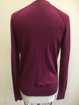 HALOGEN, Magenta Purple, Wool, Solid, Button Front, 2 Pockets,