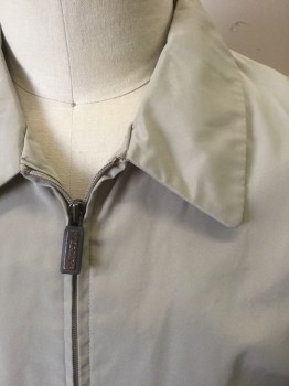 Mens, Casual Jacket, REACTION, Khaki Brown, Polyester, Solid, L, Zip Front, Collar Attached, 2 Zip Pockets