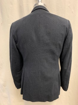 Mens, Sportcoat/Blazer, JOHN VARVATOS, Charcoal Gray, Midnight Blue, Wool, Linen, Grid , 38R, Single Breasted, 2 Buttons, Notched Lapel, 1 Chest Welt Pocket, 2 Flap Besom Pockets, Back Double-Sided Vents