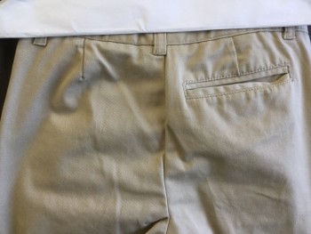 Childrens, Pants, FRENCH TOAST, Khaki Brown, Cotton, Polyester, Solid, 12, (MULTIPLE)  Boys, 1.5" Waist Band with Belt Hoops, Flat Front, Zip Front, 3 Pockets