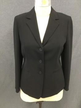 Womens, Blazer, JONES NY, Black, Polyester, Solid, 16, Single Breasted, Collar Attached, Notched Lapel, 2 Welt Pockets, Long Sleeves, 3 Buttons