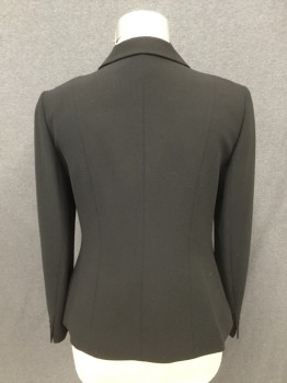 Womens, Blazer, JONES NY, Black, Polyester, Solid, 16, Single Breasted, Collar Attached, Notched Lapel, 2 Welt Pockets, Long Sleeves, 3 Buttons