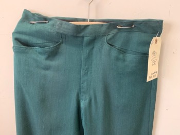 N/L, Dk Green, Wool, Polyester, Solid, Flat Front, 4 Pockets, Holes in Back